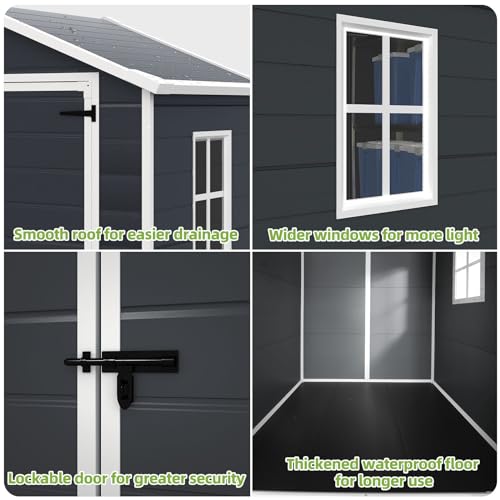 LightGray Resin Outdoor Storage Shed 6x4.4FT with Floor U299299