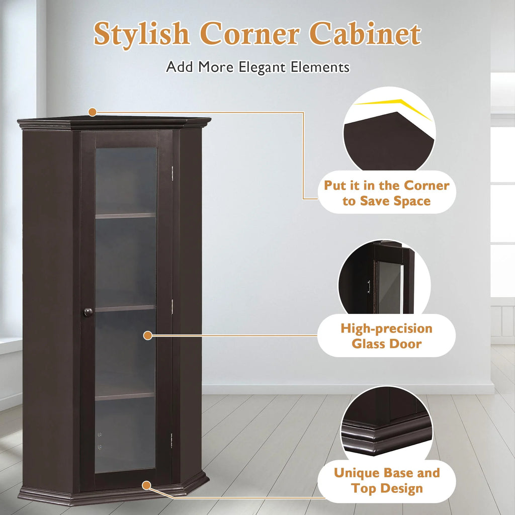 Freestanding Bathroom Cabinet with Glass Door, MDF Board with Painted Finish J983