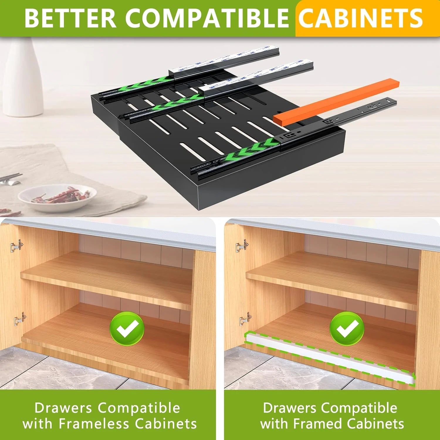 4 Pack Pull Out Cabinet Organizer 21Deep Expandable Slide Out Drawer Organizers M9559