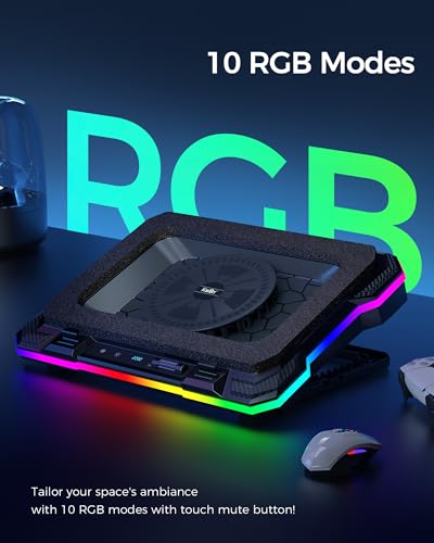 9 Quiet RGB Fans Cooling Pad for 15.6-17.3 Inch Laptops with 2 USB Ports T783