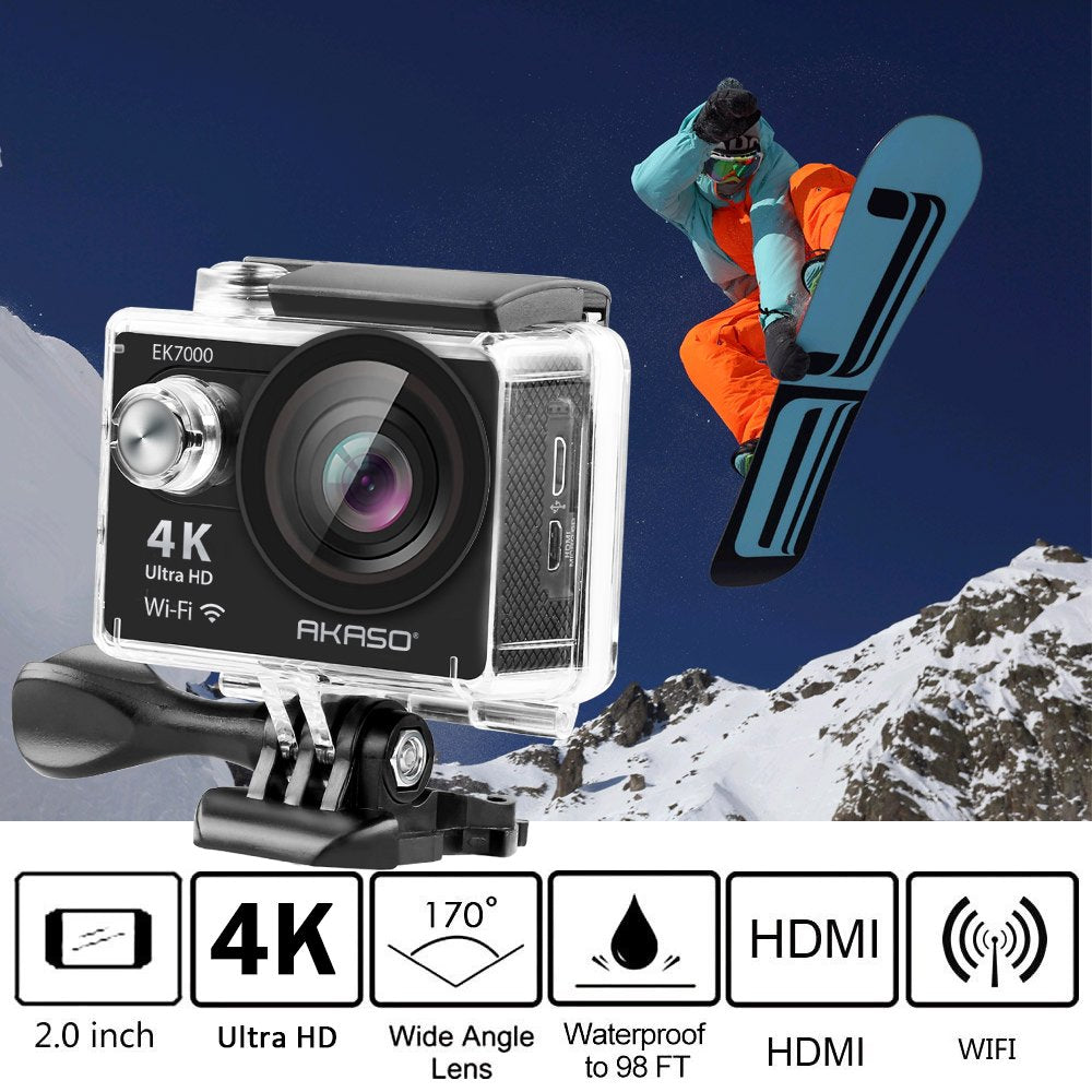 Action Camera 4K Ultra HD 12MP Waterproof Black V440629