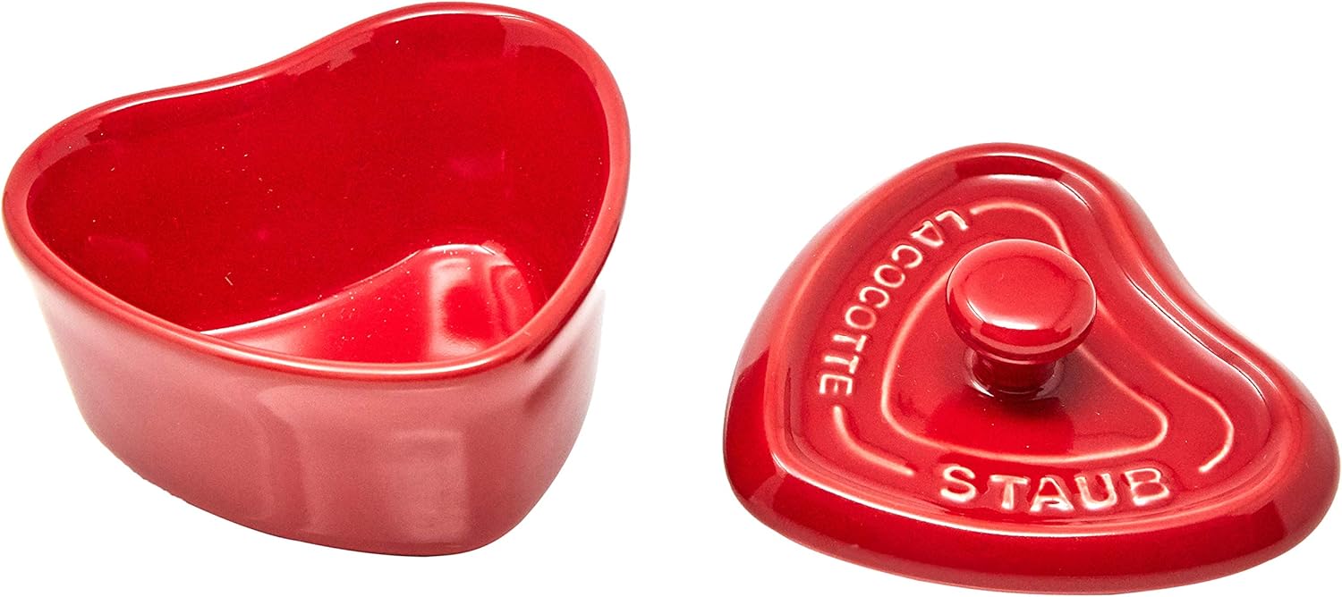 Mini Ceramic Heart Cocotte with Lid, Cherry Red X272222