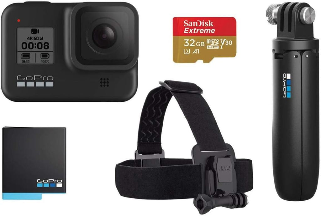 HERO8 Black Camera with Shorty, Head Strap, 32GB SD Card, 2 Rechargeable Batteries M475966
