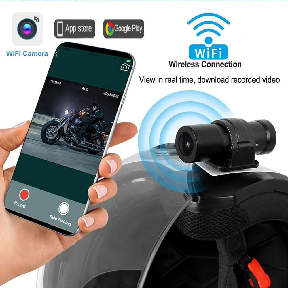 WiFi Helmet Camera HD 1080P Waterproof Portable 150° Wide Angle Night Vision Action Camera G37054
