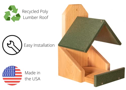 Cedar Robin Roost Birdhouse with Recycled Poly Lumber Roof (Green) B196