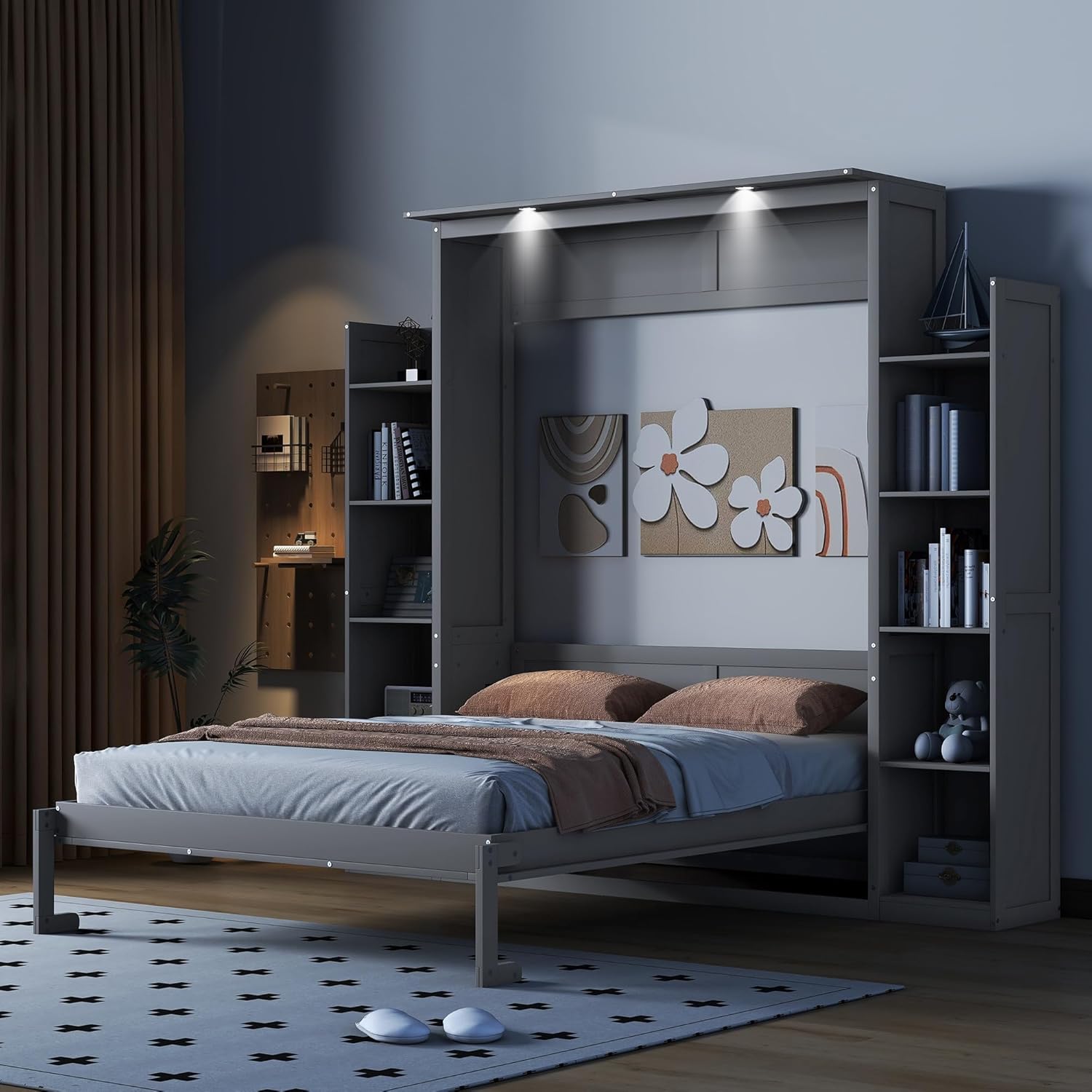 Queen Size Solid Wood Murphy Bed W5948