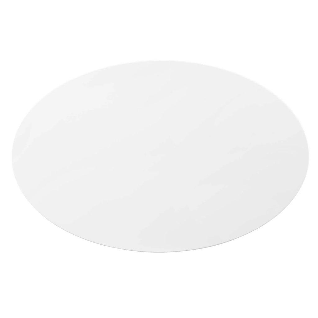 Oval Wood Metal Gold White Dining Table N403381