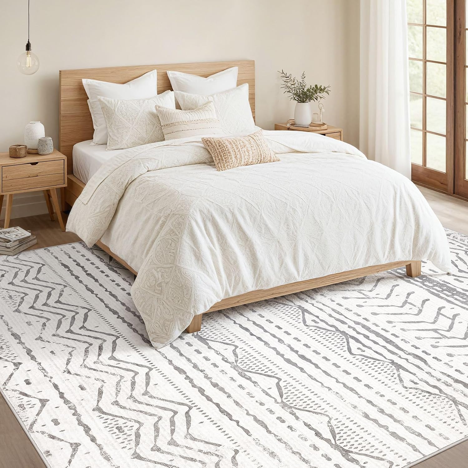 Grey 9x12 Machine Washable Area Rug B51674