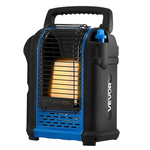 Propane Heater, 9000BTU Forced Radiant Space with Stepless Temp Settings & Tip-over Protection D62559