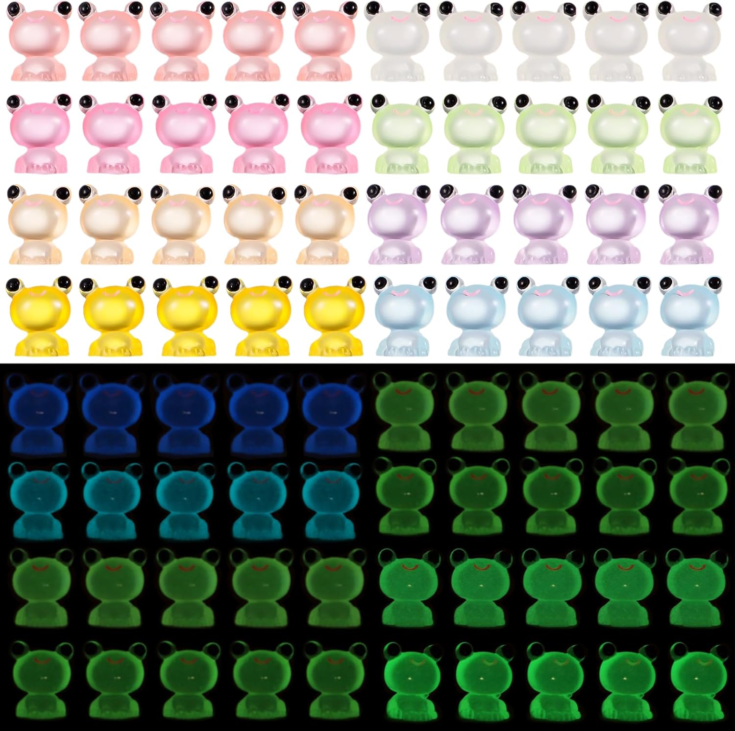 200 Pack Mini Glow in The Dark Resin Frogs Figurines V92981