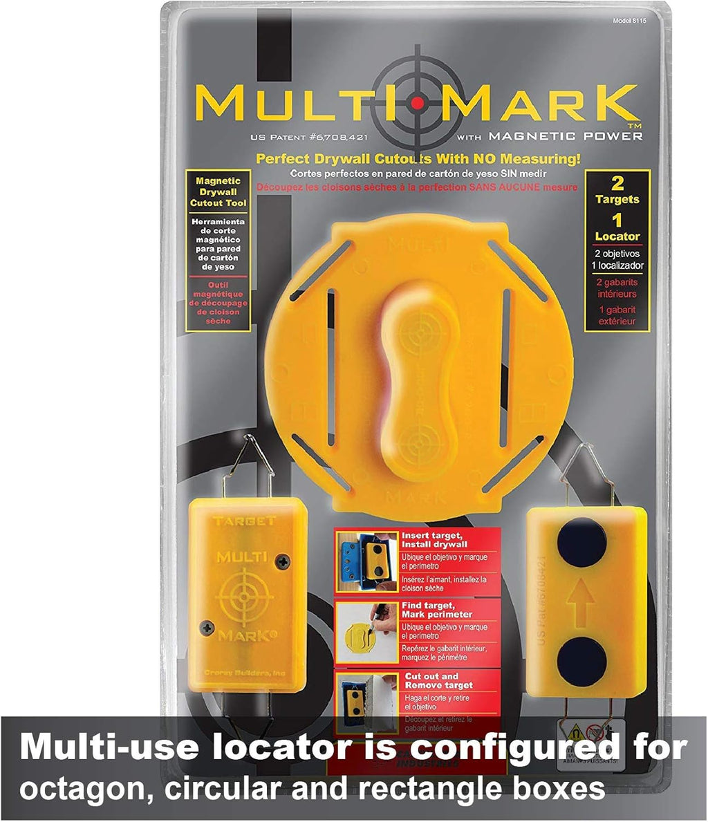 Multi Mark Drywall Cutout Locator Tool with Magnetic Targets and Locator Kit B687