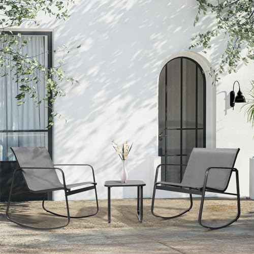 3 Pieces Black Rattan Patio Furniture Set with Coffee Table G669826