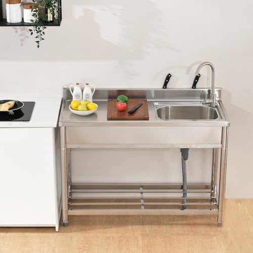Stainless Steel Freestanding Single Bowl Utility Sink V57808