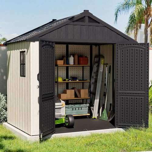 8' x 6' Plastic Outdoor Storage Shed with Floor I3745