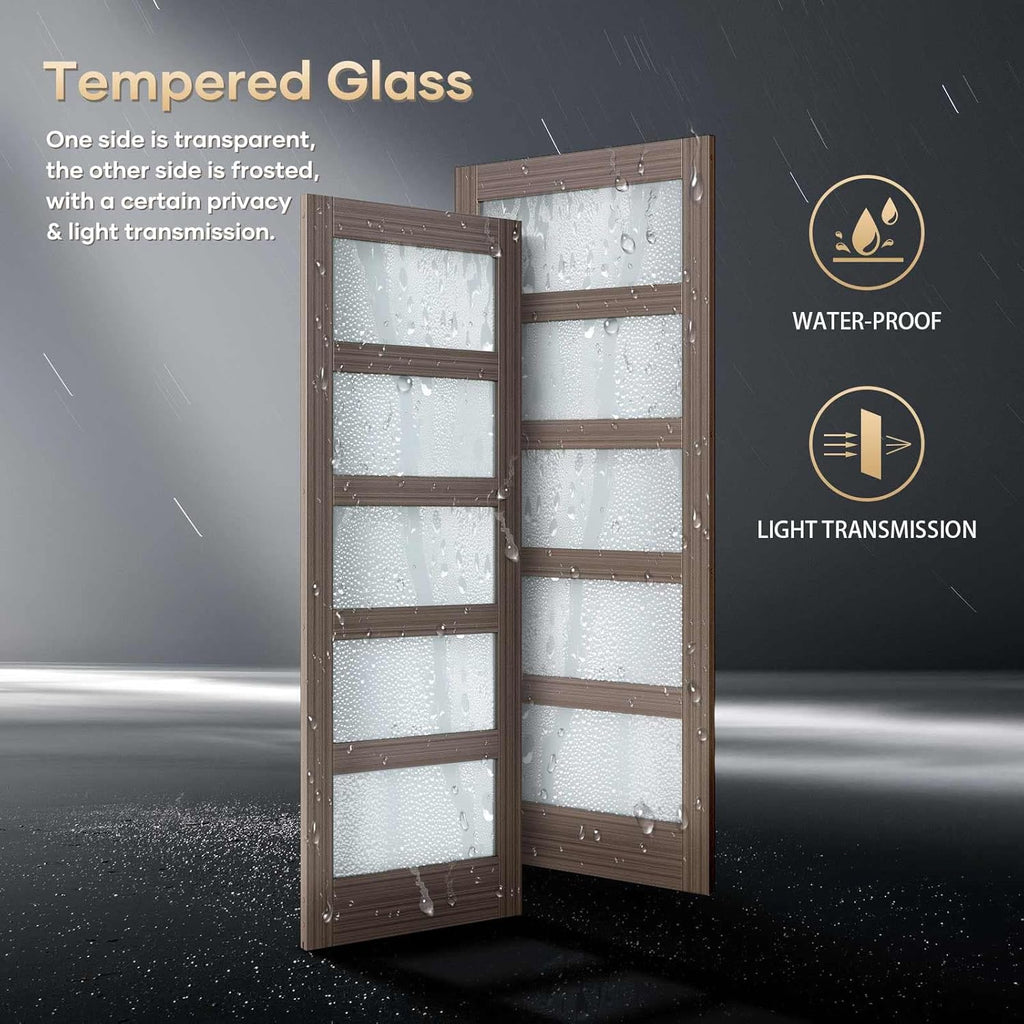 Glass Sliding Barn Door Slab with Hardware Kit, MDF Wood Panel with PVC Surface V4740