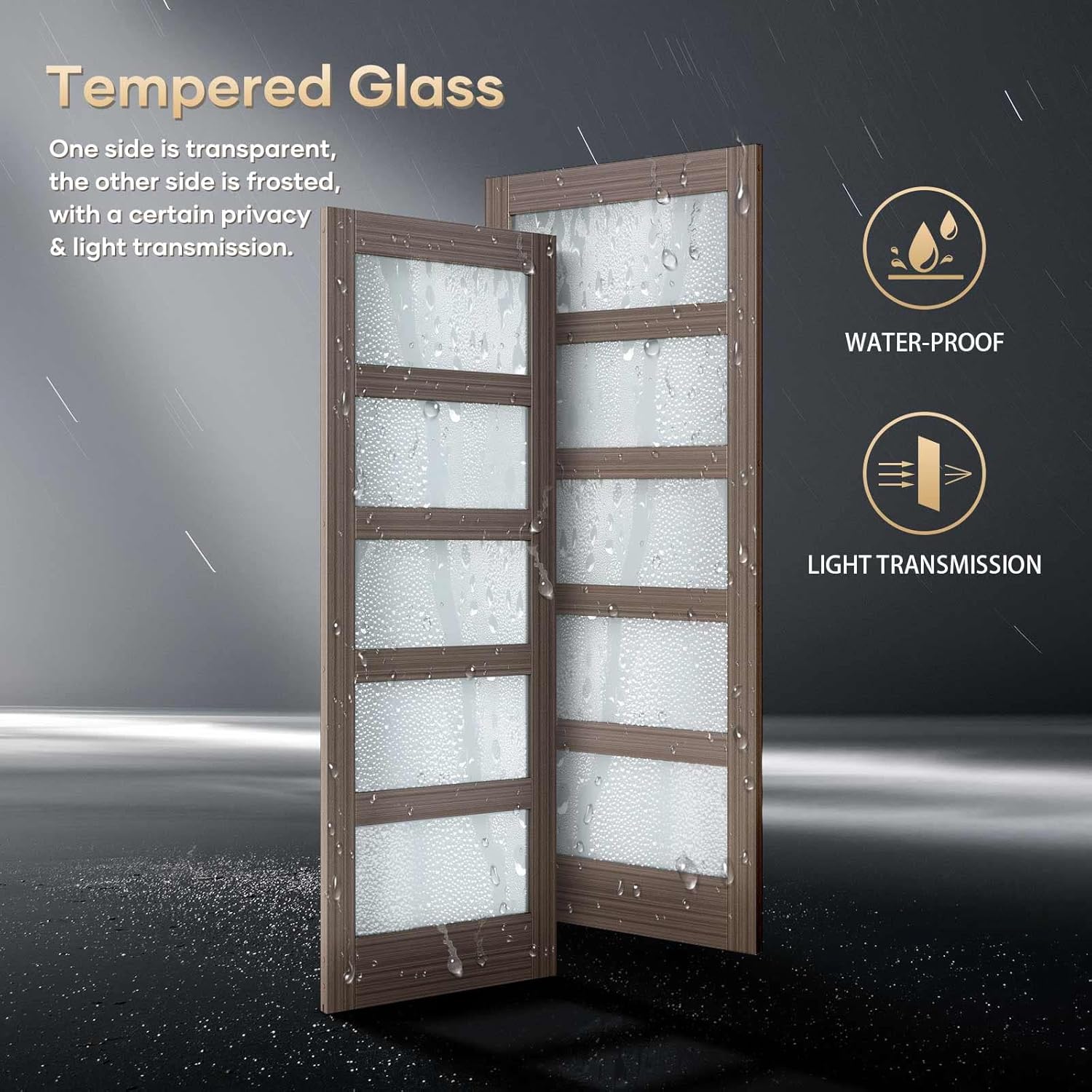 Glass Sliding Barn Door Slab with Hardware Kit, MDF Wood Panel with PVC Surface V4740