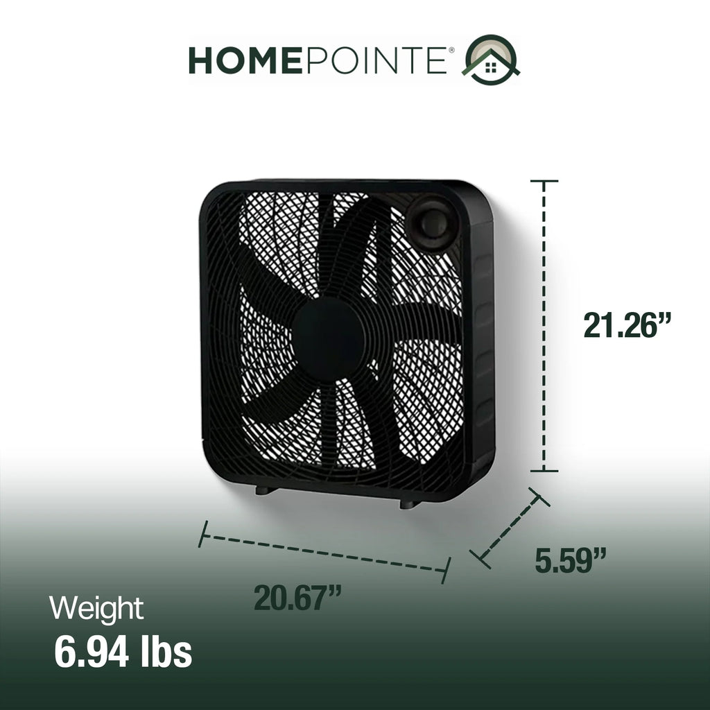 Black 20 Inch Box Fan D8901