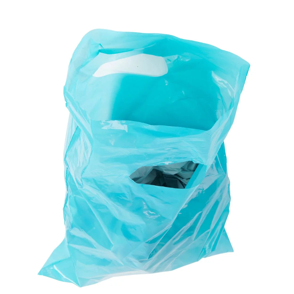 Teal Blue Plastic Shopping Bags with Die Cut Handles Lightweight 9x12 Pack of 1,000 S253