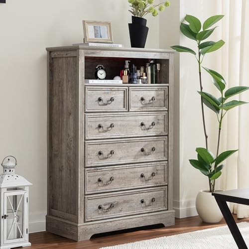 Vintage Gray 6 Drawer Dresser A41970