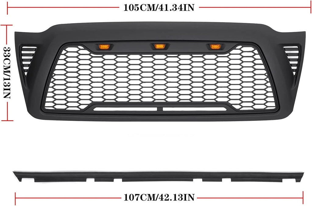 Matte Black Mesh Grille with 3 LED lights Y78796