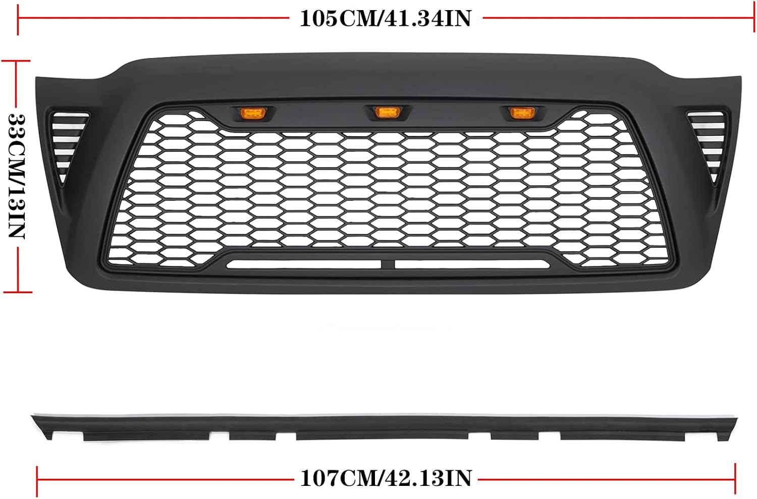 Matte Black Mesh Grille with 3 LED lights Y78796