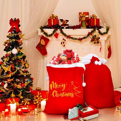 Jumbo Velvet Santa Gift Bags with Drawstring Z74363