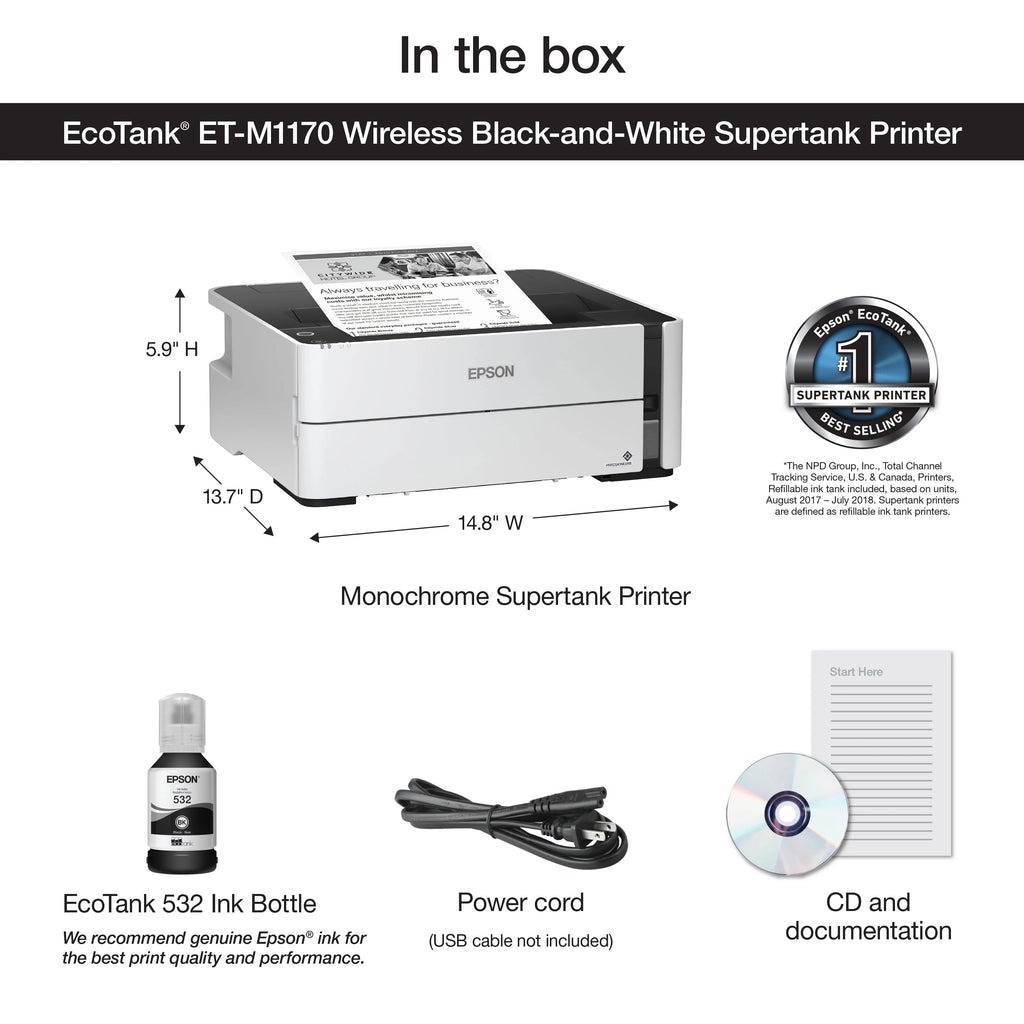 EcoTank ET-M1170 Wireless Monochrome Supertank Printer X847