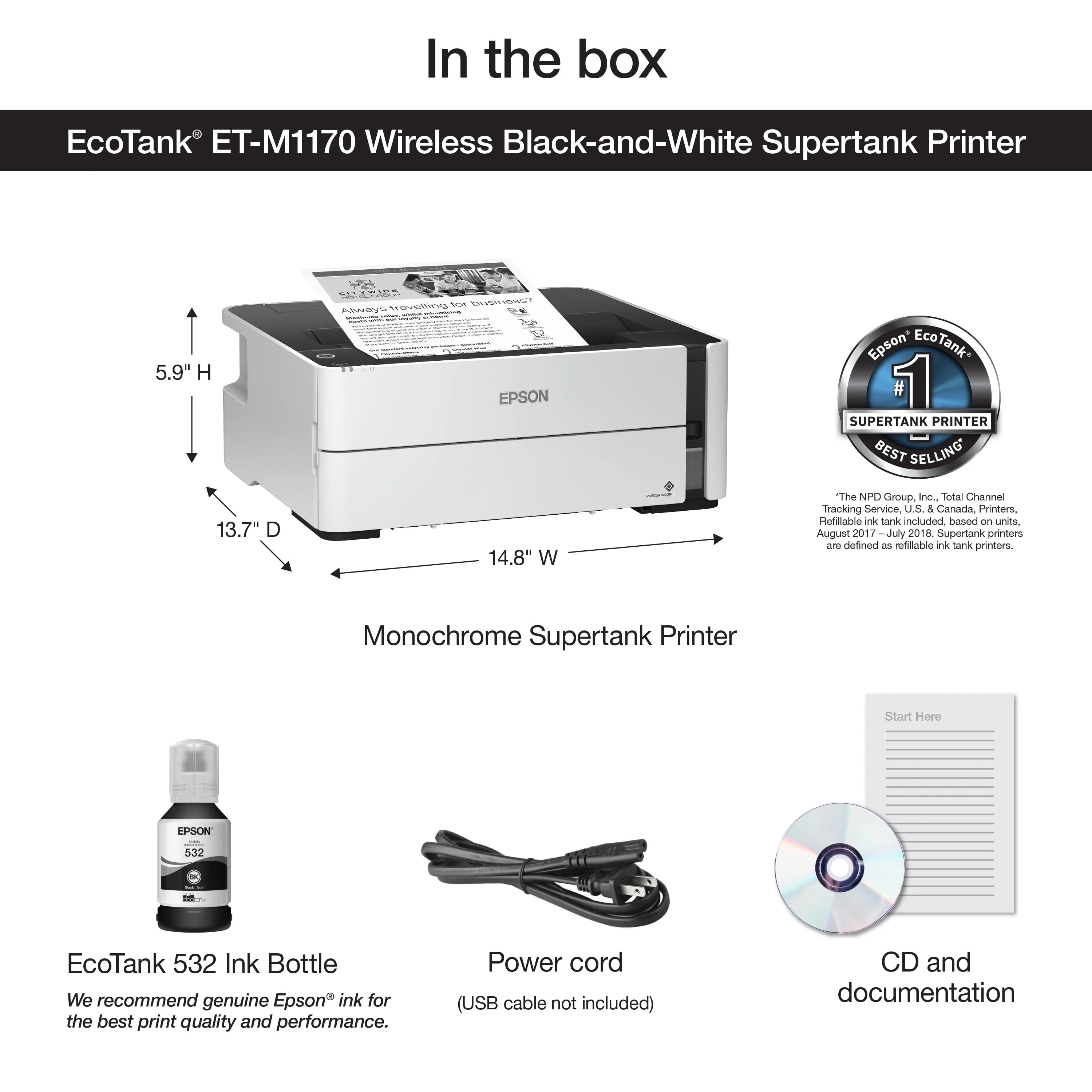 EcoTank ET-M1170 Wireless Monochrome Supertank Printer X847