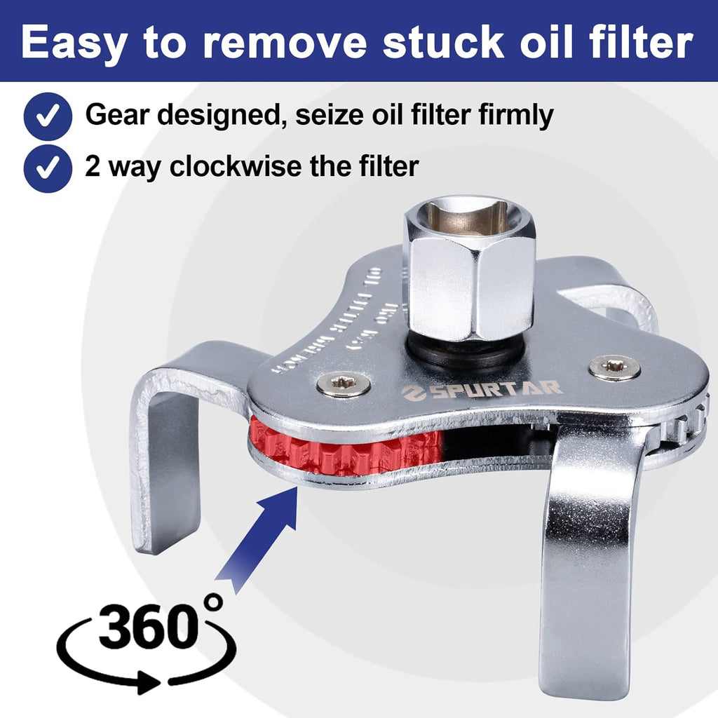 Universal Oil Filter Wrench 3 Jaw Adjustable Oil Filter Removal Tool A495
