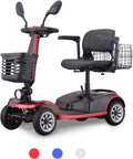 Red Folding Mobility Scooter with Dual Battery and Basket T645