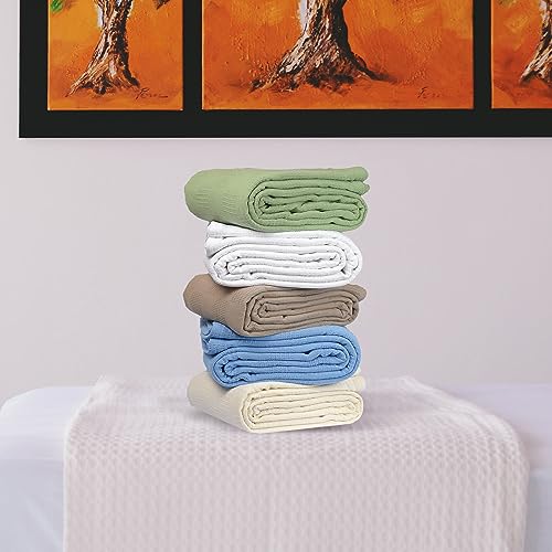 100% Cotton Thermal Blanket (74x100 in, White) X51300