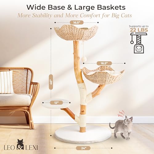 Solid Wood Cat Tree with Scratching Post and Bed N41828