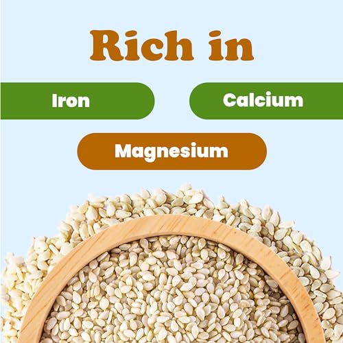 Organic Hulled Sesame Seeds, 1 Pound, Whole Raw White Sesame Seeds, Non-GMO, Kosher, Vegan, Unroasted L99973