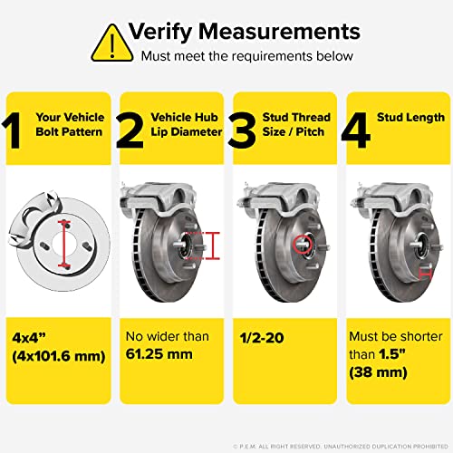 2 inch Golf Cart Wheel Spacers 4x4 Bolt Pattern 62mm Bore 1/2x20 Studs Cone Seat Nuts 4pcs E368