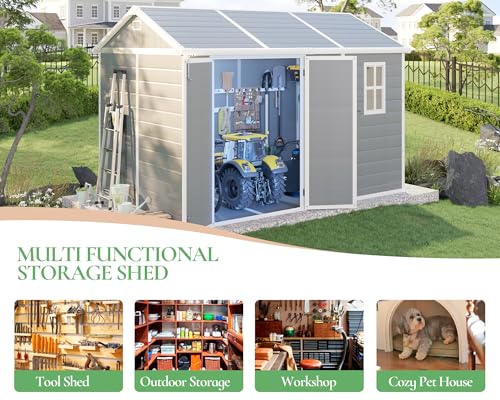 Grey Outdoor Resin Storage Shed with Floor L226431