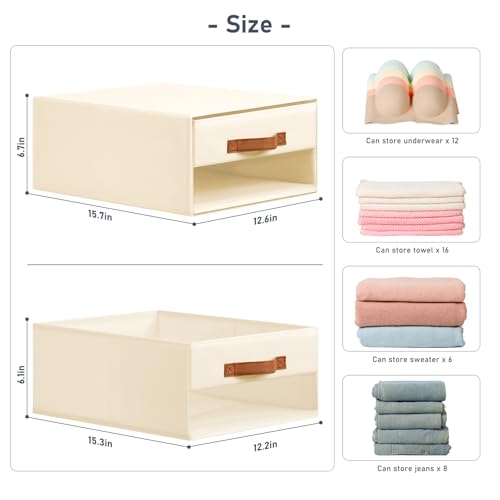 Grey Fabric Closet Organizers with Drawers, 4-Pack L4819