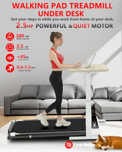 Walking Pad with Handle Bar, 5% Manual Incline Treadmill, 2.5HP Foldable Treadmill with Handrails, 300 LBS T459539