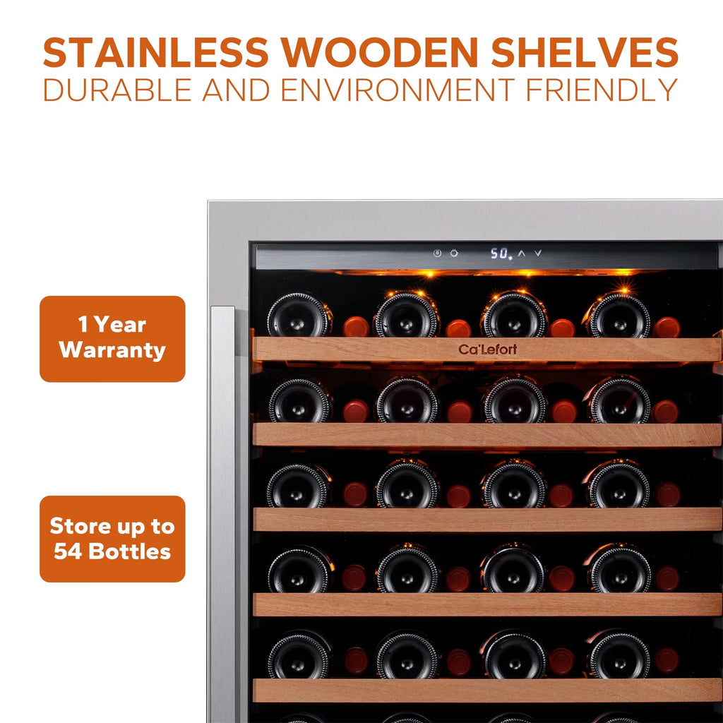 24 inch 54 Bottle Dual Zone Wine Cooler Refrigerator with Stainless Steel frame U540270