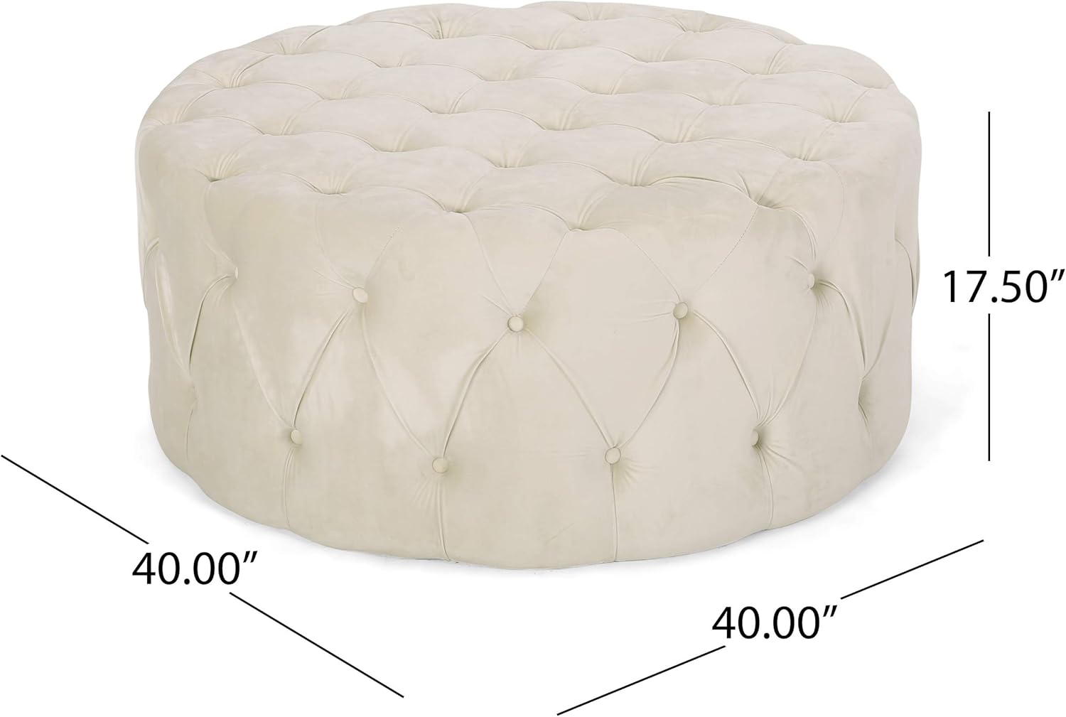 Beige Round Tufted Velvet Ottoman M936378