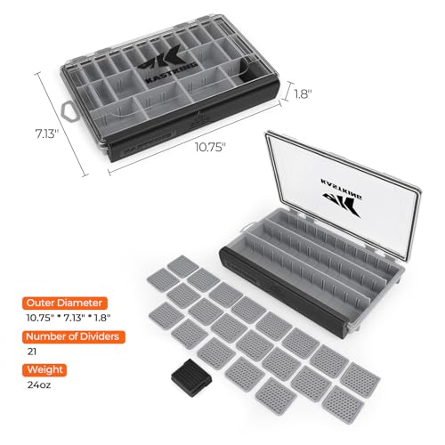 Black Waterproof Tackle Box with Removable Dividers T12086