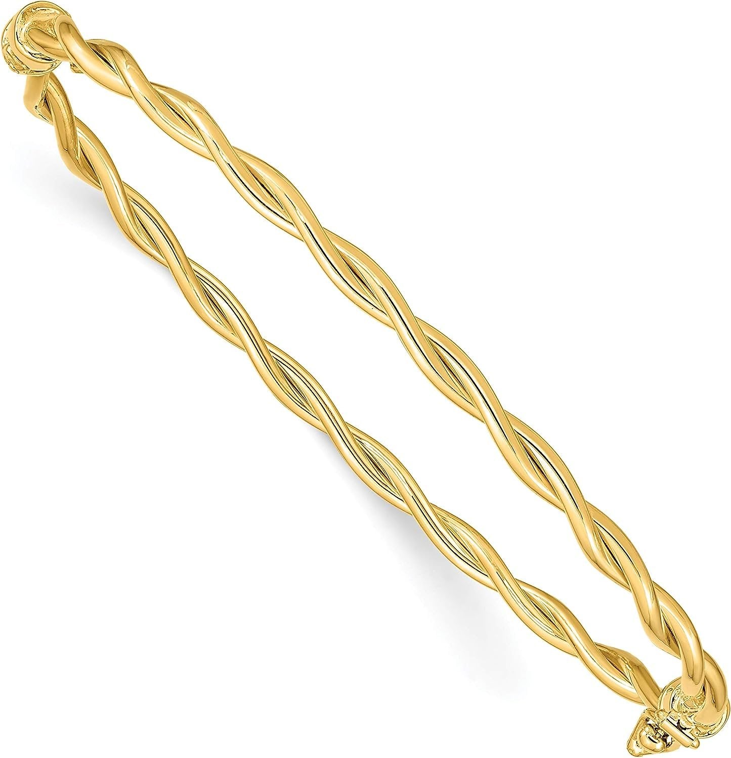 14K Yellow Gold Twisted Hinged Bangle Bracelet V160866