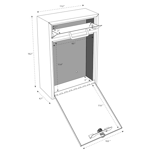 Black Steel Wall Mounted Mailbox K37094