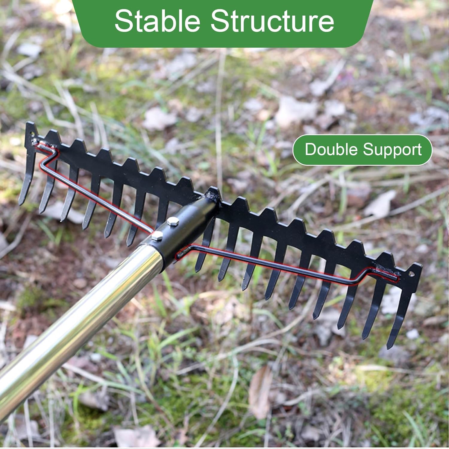 62-Inch Metal Bow Rake with 17 Steel Tines L56670