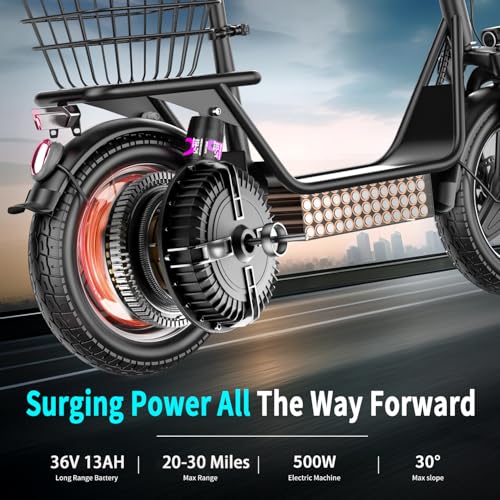 Electric Scooter with Seat, 500W Motor, 14" Pneumatic Tire T813