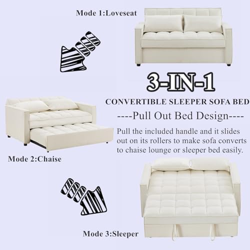 3 in 1 Velvet Sleeper Loveseat with Pull Out Bed W768