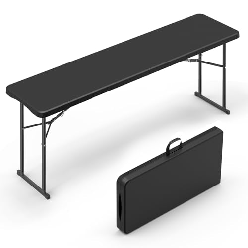 White 6 FT Narrow Folding Table with HDPE Material and Metal Frame N41154