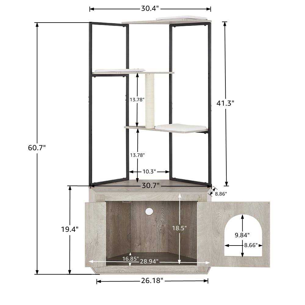 Corner Box Enclosure with Cat Tree Tower Cat Litter X136