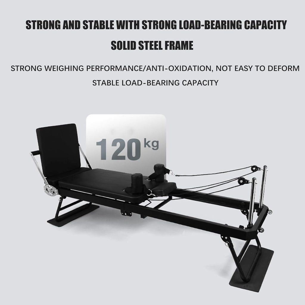 Foldable Pilates Reformer with Dual Resistance Springs and Cords P257230
