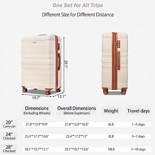 Brown and Ivory 4-Piece Expandable Hardside Suitcase Set M480314