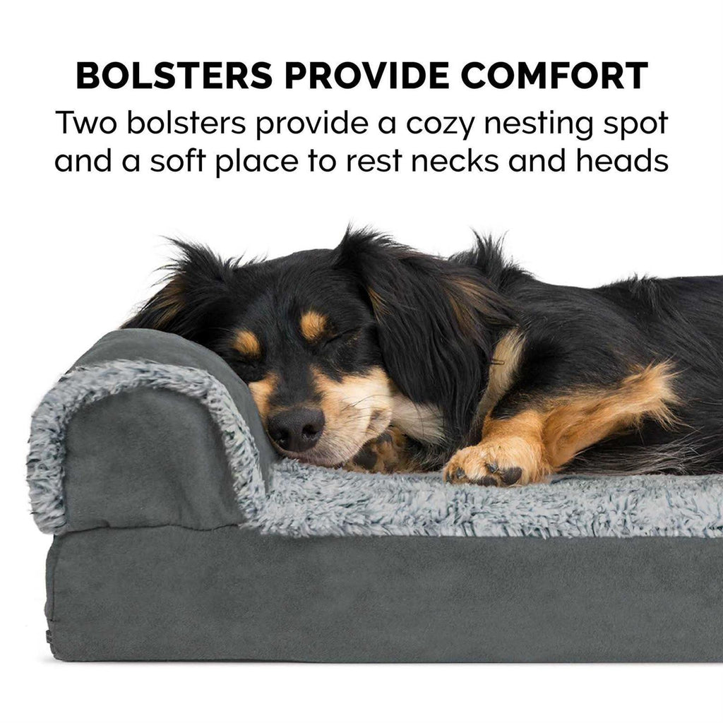 Two-Tone Faux Fur Suede Chaise Lounge Dog Bed G7750
